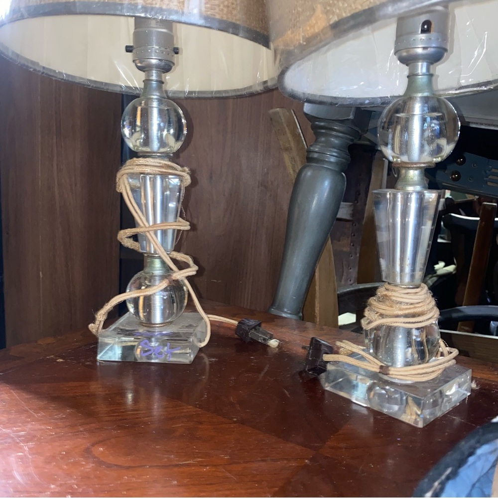 Clear Glass vintage End Table Lamps